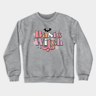 Basic Witch Cute Funny Halloween Bats Flowers Trendy Crewneck Sweatshirt